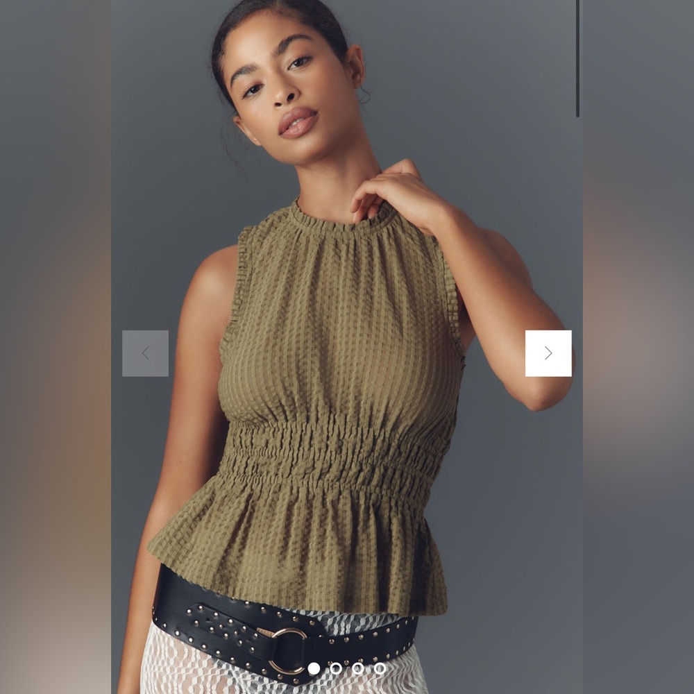 Maeve Khaki Textured Sleeveless Top
